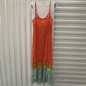 Intimissimi Orange multicolor lace tiered slip babydoll dress Size SMALL/MEDIUM